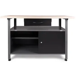 Werkbank Klaus 120cm mit Schublade und Tür schwarz