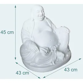 Relaxdays Buddha Figur lachend 45 cm, Weiß