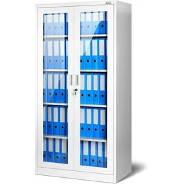 Jan Nowak Aktenschrank C012 Glasvitrine BĂĽroschrank Universalschrank FlĂĽgeltĂĽrschrank Stahlblech Pulverbeschichtung abschlieĂźbar 185 cm x 90 cm x 40 cm