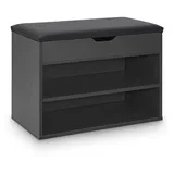 Juskys Schuhregal mit Klappdeckel und gepolstertem Sitz 60x30x44 cm - Grau