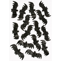 Metamorph Dekofigur 15 Deko Fledermäuse, Ein Sack Kunststofftierchen für die Hallloweendeko schwarz