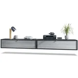 Vladon Lana Lowboard 120 x 29 x 37 cm Schwarz matt/MDF