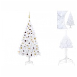 vidaXL Künstlicher Weihnachtsbaum mit LEDs & Kugeln Weiß 180 cm PVC