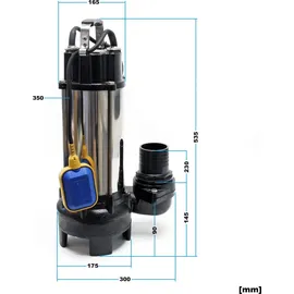 Wiltec Schmutzwasserpumpe Häcksler 31200 L/h 2200 W Förderhöhe bis 10 m