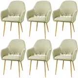 CLGTY Spandex Stuhlhussen Mit Armlehne, Weich Wasserdicht Hussen Für Stühle Mit Armlehnen Abnehmbare Modern Stuhlhussen Mit Elastischem Boden für Esszimmerstühle-Beige-6 Stück