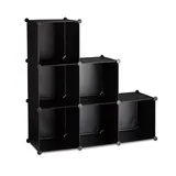 Relaxdays Stufenregal 6 Fächer Raumteiler Schwarz