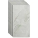 Selbstklebend Wasserdichte Fliesenaufkleber, 60cm x 30cm PVC Bodenbelag, 10 Stück Marmoreffekt 3D Fliesenaufkleber (Weiß)