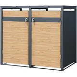 ML-Design Mülltonnenbox 2er Anthrazit-Lärchenoptik 132x80x116,3 cm