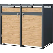 ML-Design Mülltonnenbox 2er Anthrazit-Lärchenoptik 132x80x116,3 cm