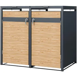 ML-Design Mülltonnenbox 2er Anthrazit-Lärchenoptik 132x80x116,3 cm