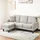 Merax Eckcouch Leinen 3-Sitzer Beige