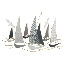 Boltze Wandobjekt Hanse Deko-Wandbild mit Fischen + Booten, maritimes Design