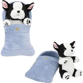DEPESCHE TOPModel Plüsch Hund im Schlafsack 9 cm Blau