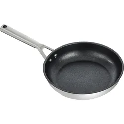 Bratpfanne NINJA "Ninja ZEROSTICK Edelstahl-Pfanne C600DE", silber (silberfarben), H:9,1cm L:47,0cm Ø:26cm, Pfannen, Edelstahl mit Aluminiumbeschichtung für Braten bei hohen Temperaturen