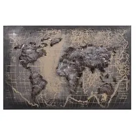 Garden Pleasure Wandbild 3D Weltkarte grau, Metall