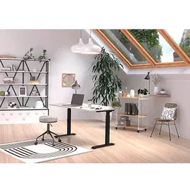 Germania DOWNEY höhenverstellbarer Schreibtisch kaschmir rechteckig, C-Fuß-Gestell schwarz 120,0 x 80,0 cm