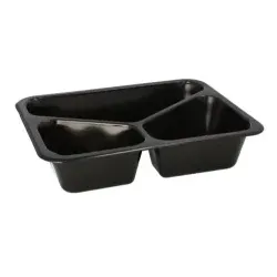 Menüschalen Mehrweg, Kunststoff, schwarz 96554 , 1 Packung = 20 Stück, 3-geteilt