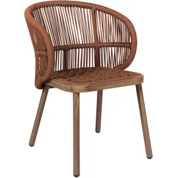 2er-Set NANCY | Bistro Terrassen Stuhl | Orange | Holz Optik