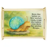 Mr. & Mrs. Panda Tablett Schnecke Sir Design, betttablett, Weiß, tablett für essen, Lebenszeit, Echtholz lasiert, (Packung, 1-tlg) weiß