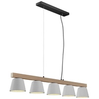 LUCANDE Hängelampe Kalinda, grau, Beton, 110,5 cm lang, E14