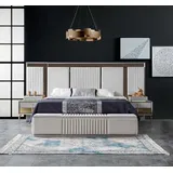 JVmoebel Schlafzimmer-Set Designer Schlafzimmer Komplettset Schlafzimmermöbel Komplettangebot, (3-tlg., 3tlg Set(Bett +2x Nachttische), Made in Europa weiß