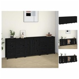 vidaXL Sideboard Schwarz 230x35x80 cm Massivholz Kiefer