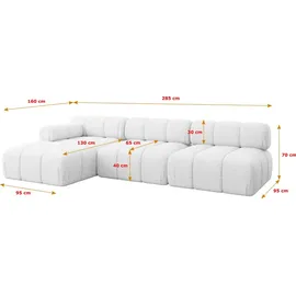 altdecor Modulares Sofa Ecksofa in L-Form - Razon-L2 - 285x160x70 cm Weiß Corner modular Sofa Eckcouch Couch Wohnlandschaft Cauchsofa Polstersofa - Weiß