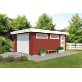 Lasita Maja Canberra mit Schwingtor Garage 44 mm, 360 x 540, Schwedenrot