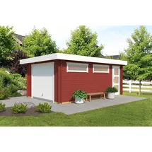 Lasita Maja Canberra mit Schwingtor Garage 44 mm, 360 x 540, Schwedenrot