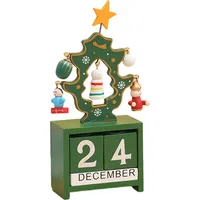 Weihnachtskalender aus Holz für den Schreibtisch, Weihnachtsmann, Schneemann, Rentier, Baum, ewiger Kalender, Holz-Displayblock, Ornament für die...