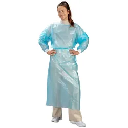 100 Medi-Inn PP-Laborkittel - teilbeschichtet - blau - 139x139 cm - Schutzkittel