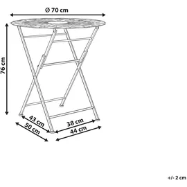 Beliani Stiffe Gartentisch Ø 70 x 76 cm Cremeweiß