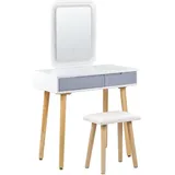 Beliani Schminktisch mit Spiegel und Hocker DIEPPE