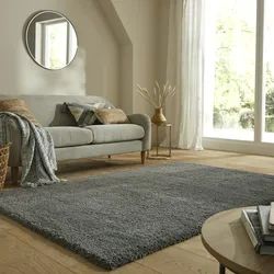 Hochflor-Teppich FLAIR RUGS "Feather", grau (holzkohle), B:140cm H:40mm L:200cm, Kunstfaser, Teppiche