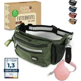 PAWZONE® Futterbeutel Hunde - Leckerlibeutel für Hunde - Bauchtasche für Hunde Zubehör - Leckerlitasche für Hunde - Inkl. Reflektorband & Zusatzgurt für Flexileine (Olivgrün)