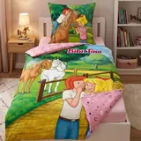 Bibi und Tina Bettwäsche für Mädchen 135x200 80x80 cm Rosa mit Pferden aus 100% Baumwolle - Bunt/Rosa