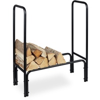 Relaxdays Kaminholzregal, Metall, HBT: 85 x 72 x 30 cm, Regal für Brennholz, innen & außen, Holzstapelhilfe, schwarz