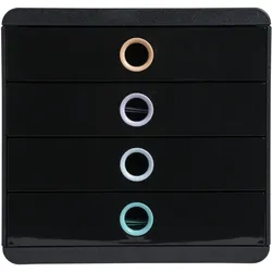 Exacompta 314496D AQUAREL Schubladenbox mit 4 Schubfächern, POP-BOX, für Dokumente A4+ - Farben sortiert