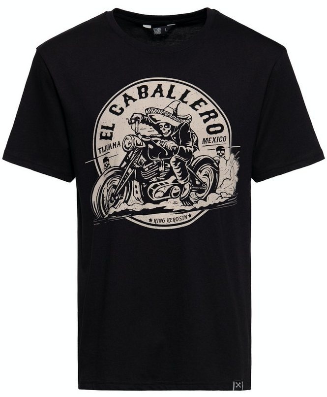 KingKerosin T-Shirt El Caballero mit Front Print schwarz S