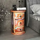 vidaXL Beistellschrank mit 3 Schubladen Altholz Massiv