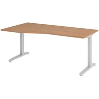 Bümö Schreibtisch Nussbaum, Silber, Nachbildung,Nussbaum, Rechteckig, 180x74x100 cm FSC
