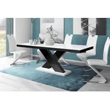 Design Esstisch Tisch HE-888 Weiß / Schwarz Hochglanz ausziehbar 160 bis 210 cm - Weiß