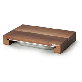 Continenta Schneidebrett Walnuss mit Edelstahl-Schublade 39 x 27 cm Braun