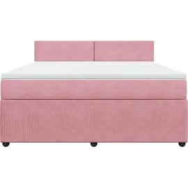 vidaXL Boxspringbett mit Matratze Rosa 180x200 cm Samt