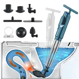 Abflussreiniger Druckluft, Rohrreiniger Pumpe mit Druckmesser für Toilette, Waschbecken, Küche, Kanalisation - Professionelle Verstopfungsbeseitigung (Blau)