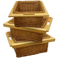 MONSTER SHOP Schrankkorb aus Rattan 3 x Ausziehbar 50 x 50 x 50 cm
