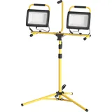 HOMCOM Baustellenstrahler auf Stativen 2 x 100W, 17000LM, LED Arbeitslampen, Arbeitslicht, doppelter 360° drehbarer Kopf, verstellbare Halterung, wasserdicht IP65, für Innen und Außen, gelb   Aosom