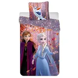 JFabrics Bettwäsche Disney Eiskönigin Sister, wendbar, 140 x 200 cm + Kissenbezug 65 x 65 cm, 100% Baumwolle