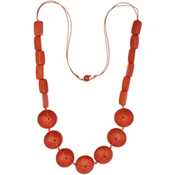 Lange Kette "Riz", Damen, Gr. one size, Holz, rot, COLLEZIONE ALESSANDRO, Basic, Halsketten, Holzperlen in verschiedenen Formen