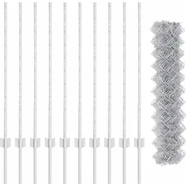 vidaXL Zaun mit Pfosten 1 x 10 m Silber/Stahl